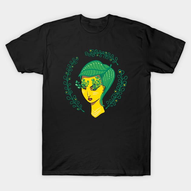 Hello Spring Green Witch Mother Nature T-Shirt by Boriana Giormova